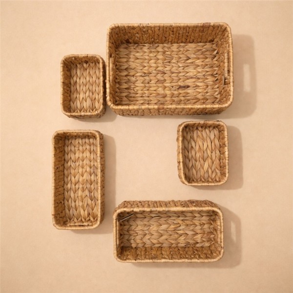 5’li Hasır Sepet Seti | Organizer, Dolap Düzenleyici ve Dekoratif
