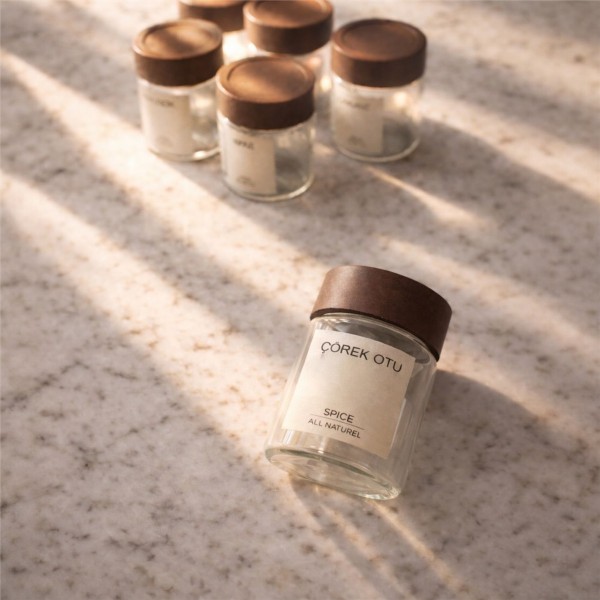 6’lı Cam Baharatlık Seti – Etiketli, Şeffaf ve Gıda Uyumlu