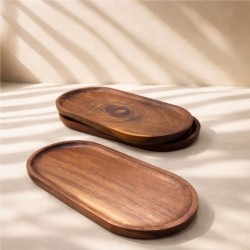 Oval Akasya Ahşap Sunumluk | Doğal Masif Ahşap Servis & Sunum Tabağı
