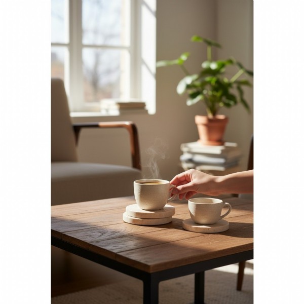 Traverten Bardak Altlığı, Bardak Altlığı, 4 Adet Bardak Altlığı