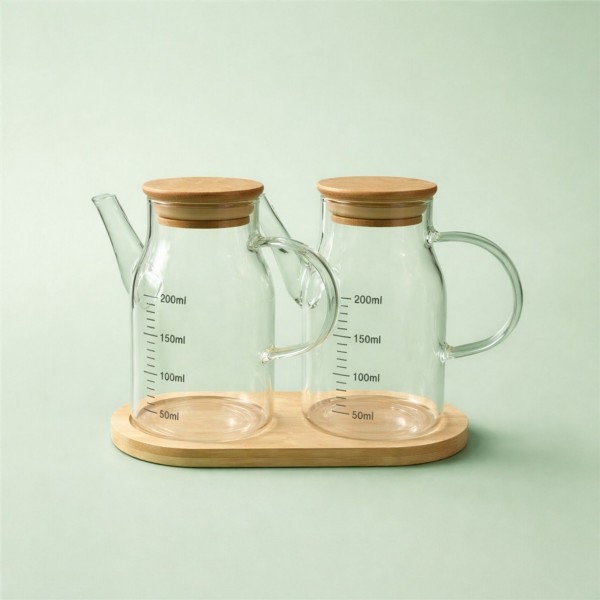 Yağdanlık, Mini Sosluk 2’li Paket | Altlıklı 200 ml Cam Yağdanlık